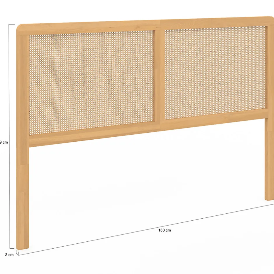 IDMarket Tête de lit sur pied EDHEN 160 cm cannage et bois