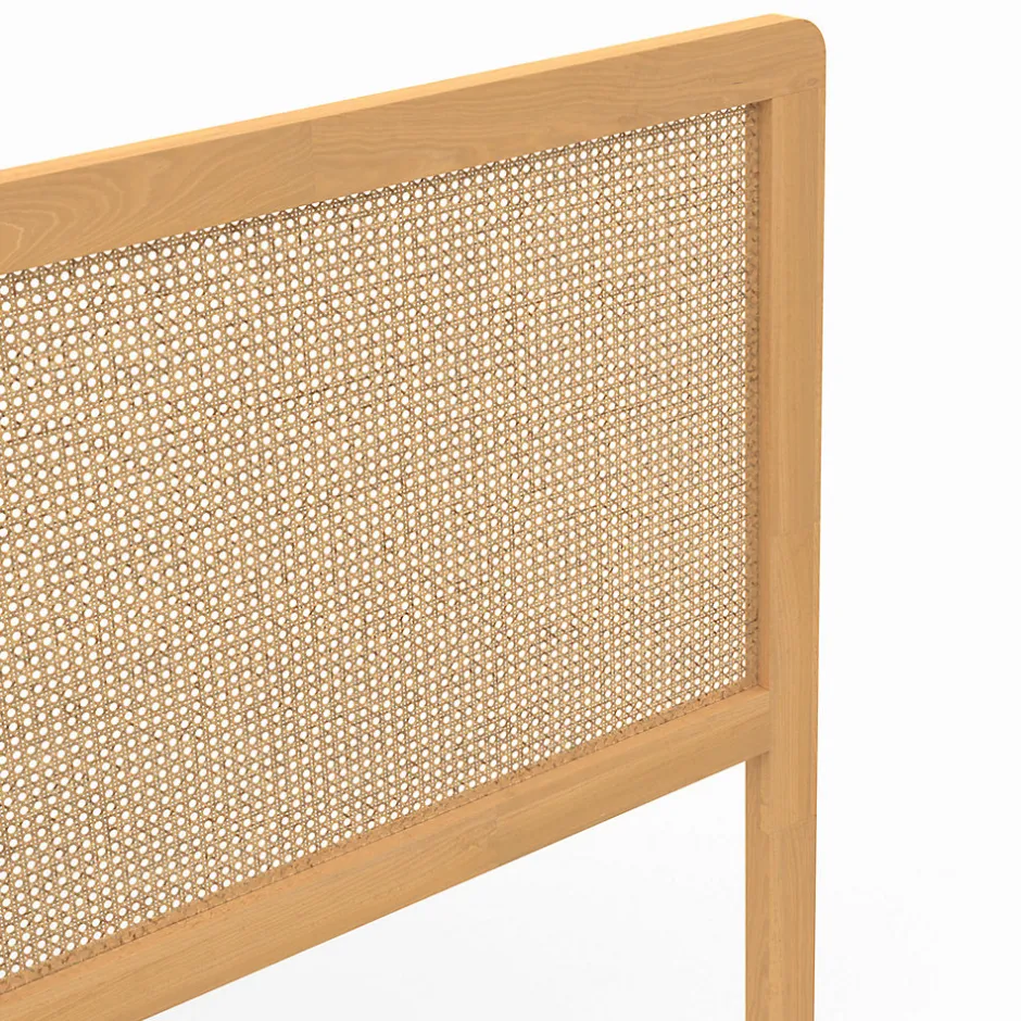 IDMarket Tête de lit sur pied EDHEN 160 cm cannage et bois