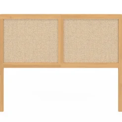 IDMarket Tête de lit sur pied EDHEN 140 cm cannage et bois