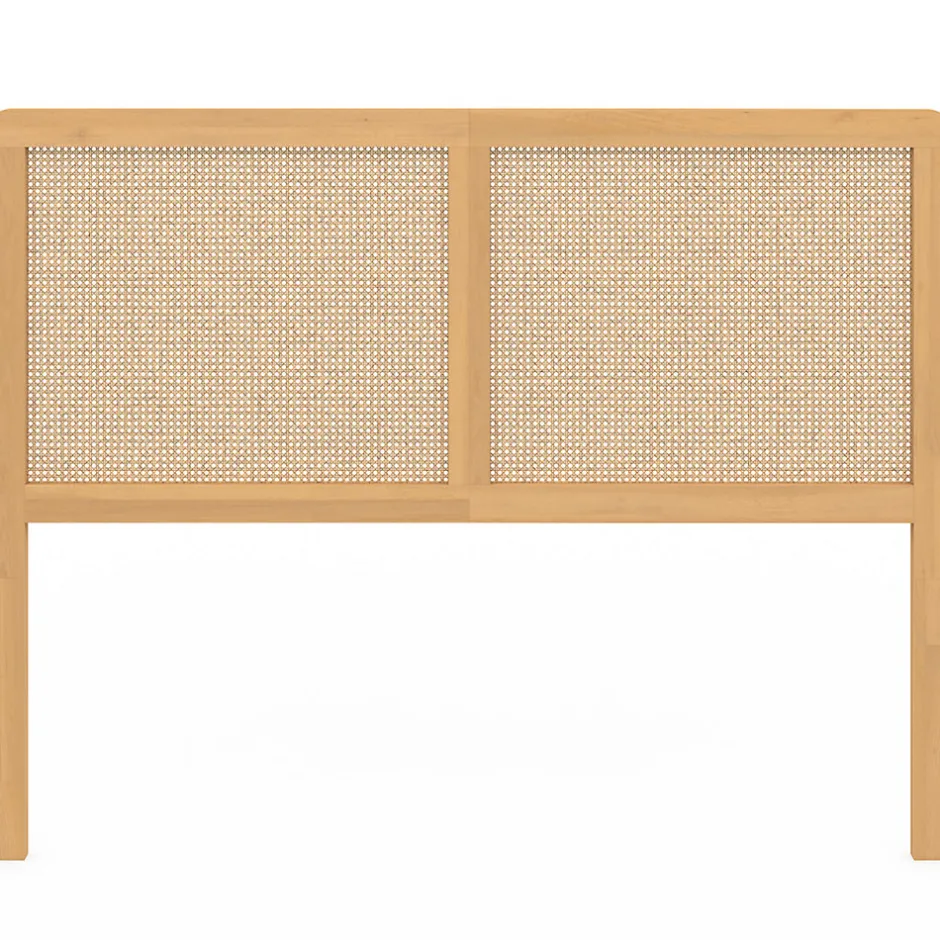 IDMarket Tête de lit sur pied EDHEN 140 cm cannage et bois