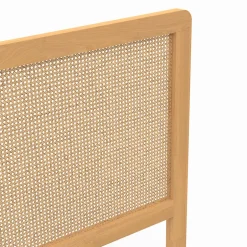 IDMarket Tête de lit sur pied EDHEN 140 cm cannage et bois