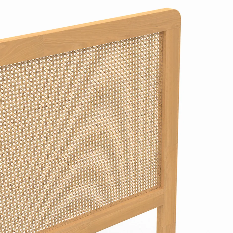 IDMarket Tête de lit sur pied EDHEN 140 cm cannage et bois