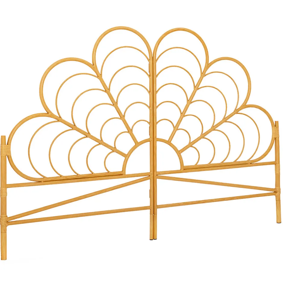 IDMarket Tête de lit sur pied IVY 160 cm effet rotin en forme de fleur