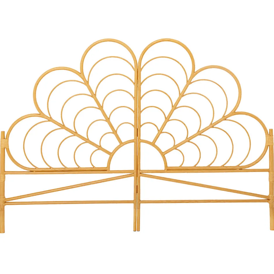 IDMarket Tête de lit sur pied IVY 160 cm effet rotin en forme de fleur