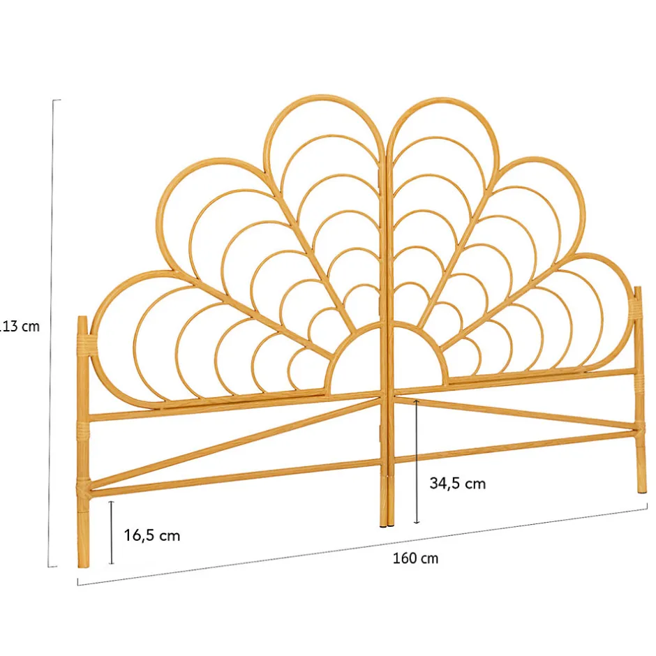 IDMarket Tête de lit sur pied IVY 160 cm effet rotin en forme de fleur