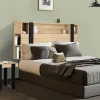 IDMarket Tête de lit sur pied PHOENIX 160 cm avec rangements bois et noir