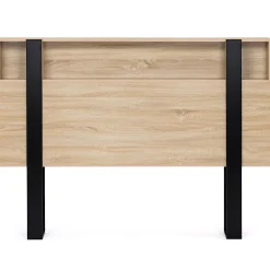 IDMarket Tête de lit sur pied PHOENIX 160 cm avec rangements bois et noir