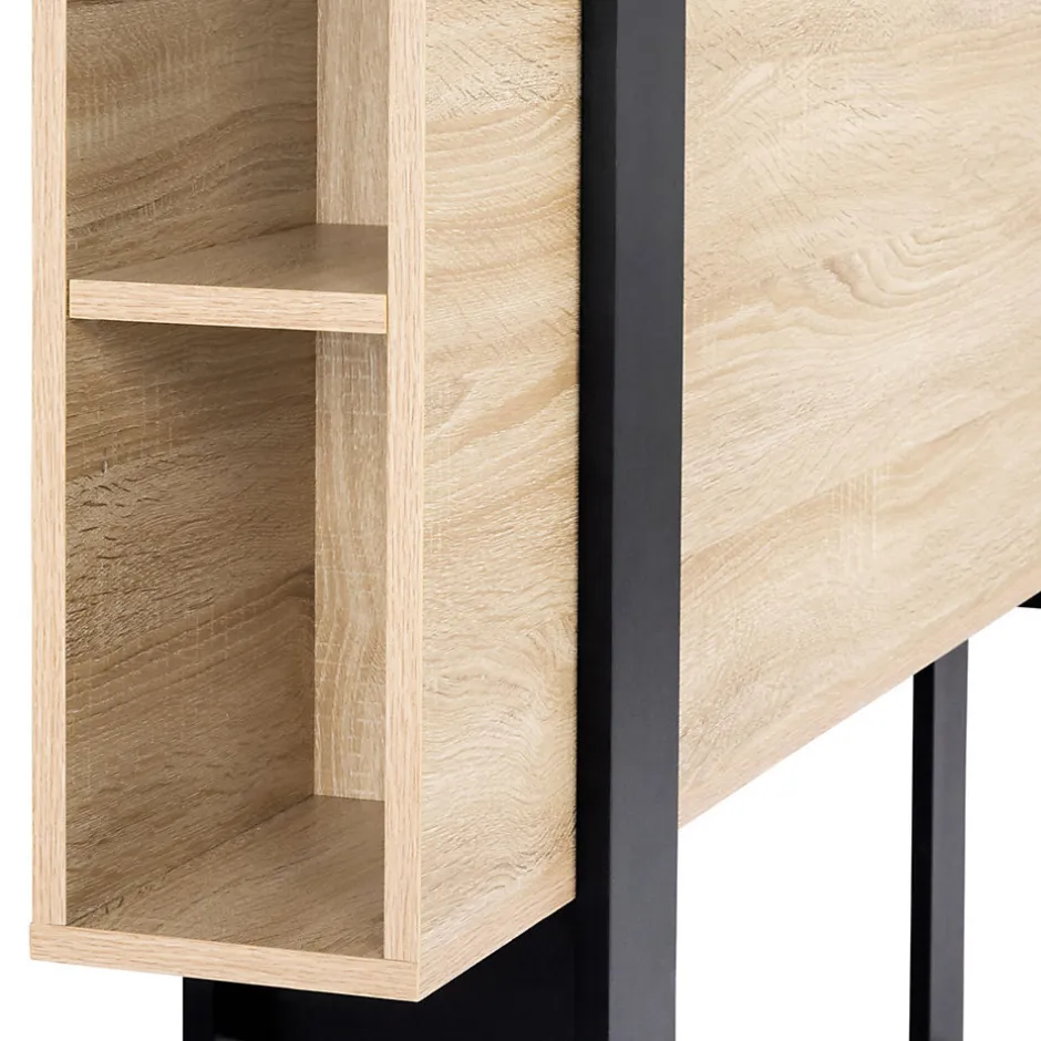 IDMarket Tête de lit sur pied PHOENIX 160 cm avec rangements bois et noir