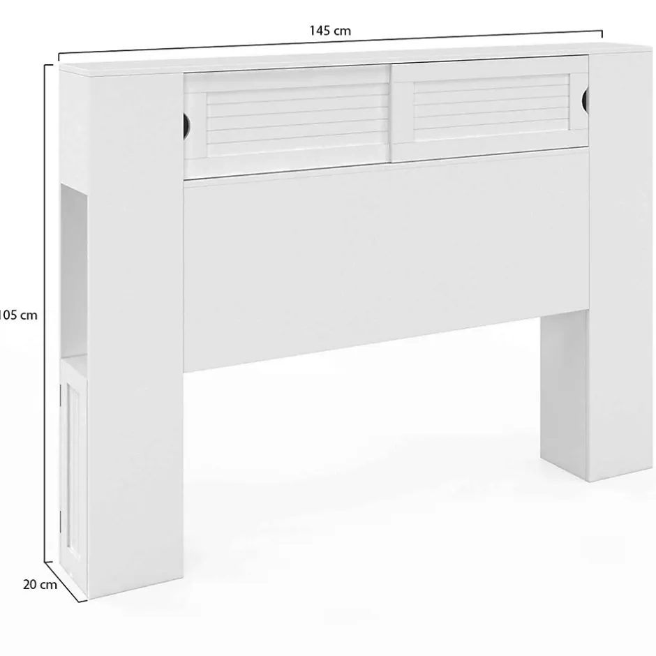 IDMarket Tête de lit sur pied SALEM 145 cm avec rangements fermés et niches blanc Online