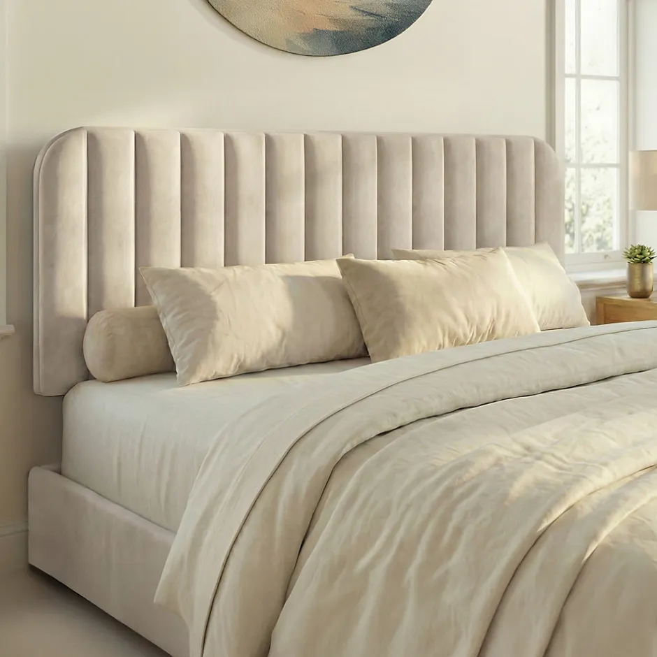 IDMarket Tête de lit suspendue ALBA 160 cm en velours beige