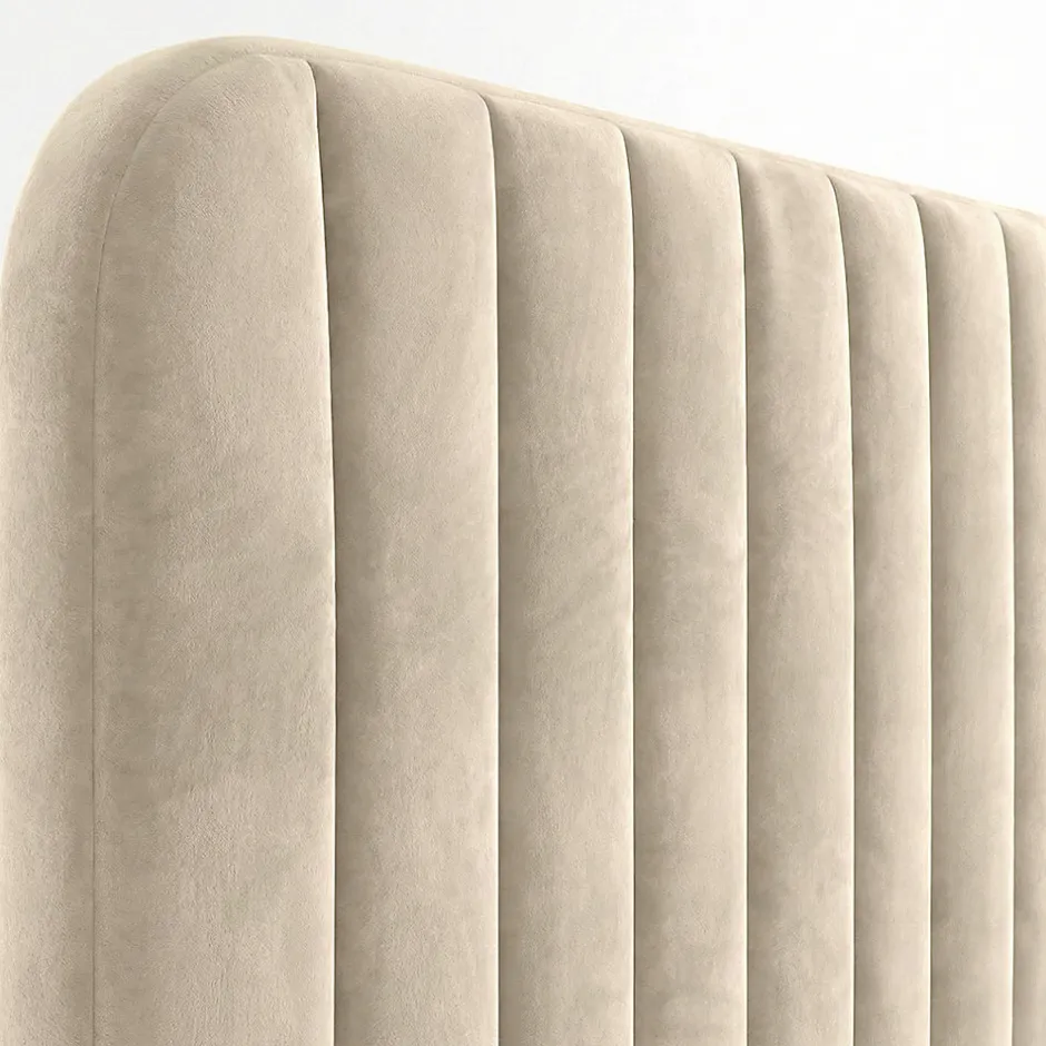 IDMarket Tête de lit suspendue ALBA 160 cm en velours beige