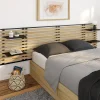 IDMarket Tête de lit suspendue en lattes DETROIT 240 cm bois et métal noir avec étagères design industriel Hot