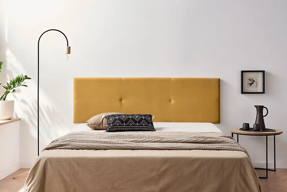 Moonia Tête de Lit Tapisée ALMA Aqualine 145x50x5 cm - Moutarde - New