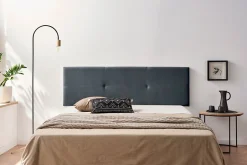 Moonia Tête de Lit Tapisée ALMA Aqualine 130x50x5 cm - Gris Foncé -