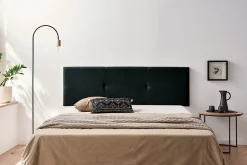 Moonia Tête de Lit Tapisée ALMA Aqualine 145x50x5 cm - Noir -