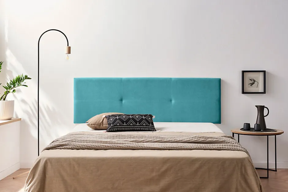 Moonia Tête de Lit Tapisée ALMA Aqualine 160x50x5 cm - Turquoise -