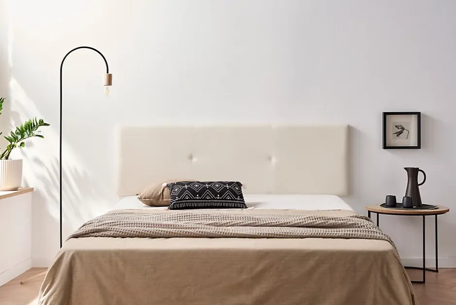 Moonia Tête de Lit Tapisée ALMA Simili cuir 170x50x5 cm - Beige - Discount