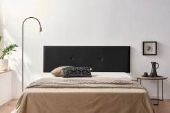 Moonia Tête de Lit Tapisée ALMA Simili cuir 145x50x5 cm - Noir - Clearance
