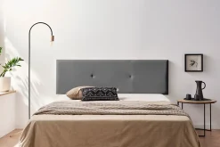 Moonia Tête de Lit Tapisée ALMA Simili cuir 90x50x5 cm - Gris Foncé - Online