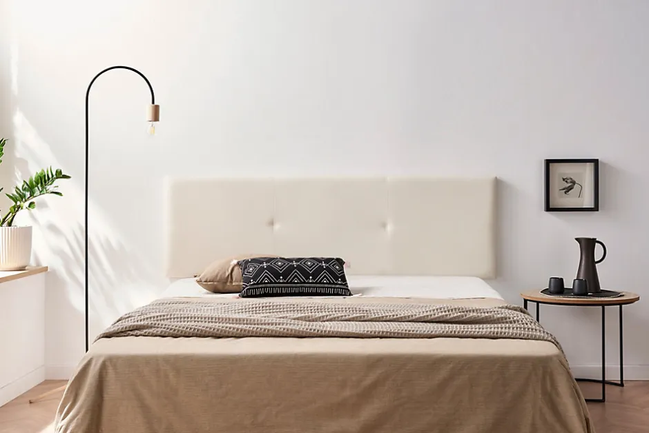 Moonia Tête de Lit Tapisée ALMA Simili cuir 145x50x5 cm - Beige -