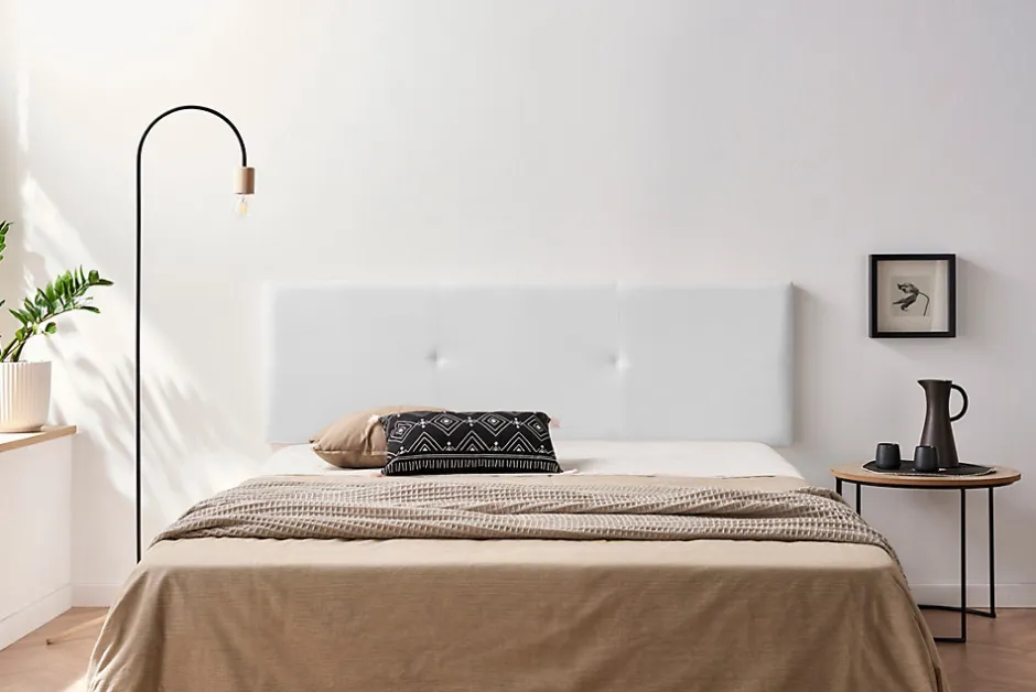 Moonia Tête de Lit Tapisée ALMA Simili cuir 100x50x5 cm - Blanc -