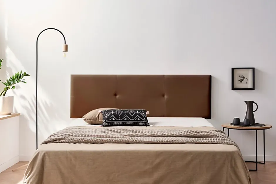 Moonia Tête de Lit Tapisée ALMA Simili cuir 115x50x5 cm - Marron - New