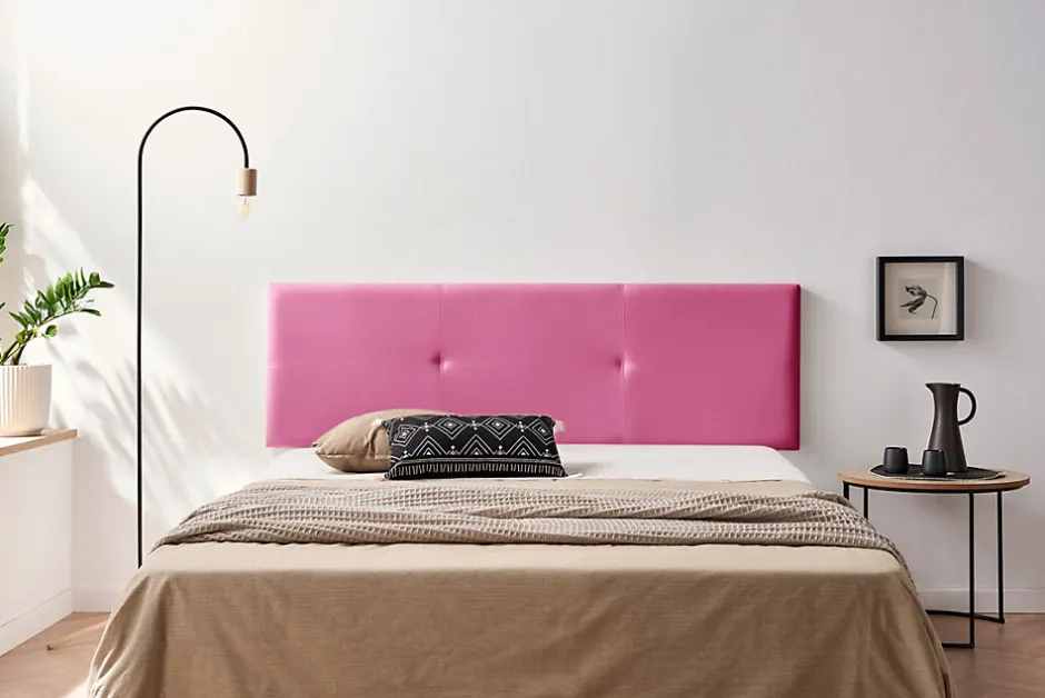 Moonia Tête de Lit Tapisée ALMA Simili cuir 145x50x5 cm - Rose -