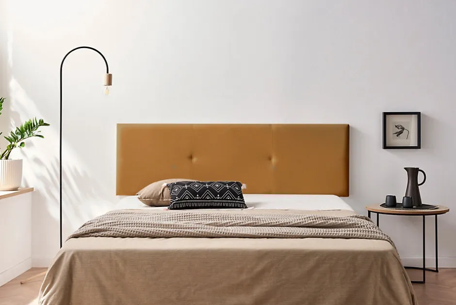 Moonia Tête de Lit Tapisée ALMA Simili cuir 115x50x5 cm - Marron Clair -