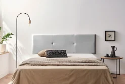 Moonia Tête de Lit Tapisée ALMA Simili cuir 160x50x5 cm - Argent -