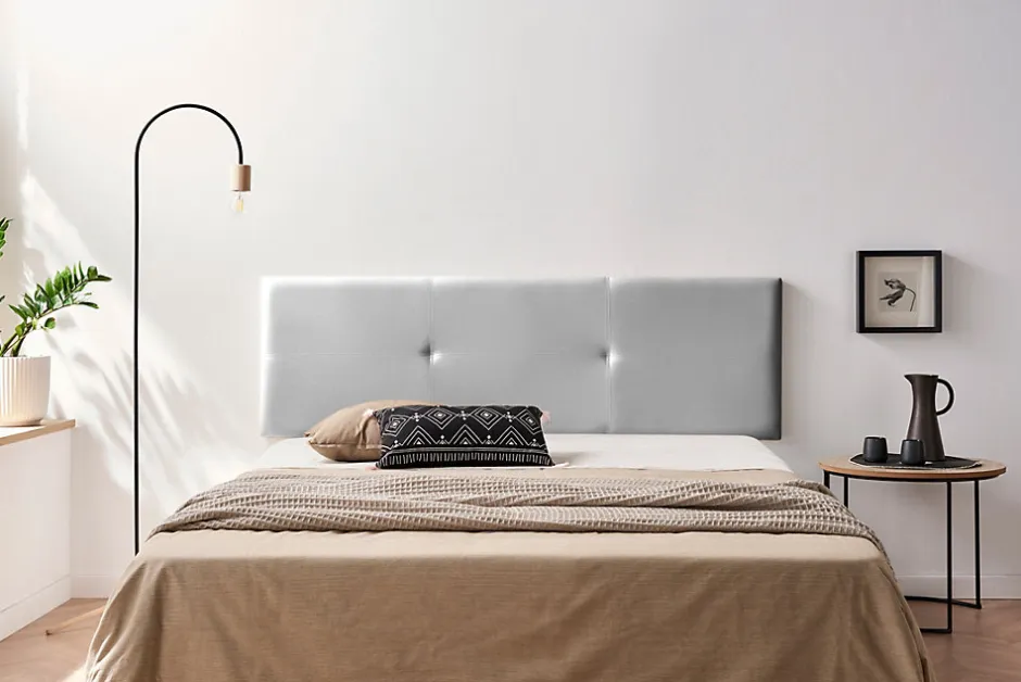 Moonia Tête de Lit Tapisée ALMA Simili cuir 160x50x5 cm - Argent -