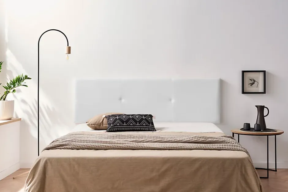 Moonia Tête de Lit Tapisée ALMA Simili cuir 130x50x5 cm - Blanc - Discount