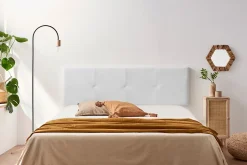 Moonia Tête de Lit Tapisée ALTEA Simili cuir 145x50x5 cm - Blanc - Hot