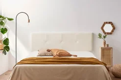 Moonia Tête de Lit Tapisée ALTEA Simili cuir 145x50x5 cm - Blanc Cassé - Hot