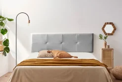 Moonia Tête de Lit Tapisée ALTEA Simili cuir 145x50x5 cm - Argent - Discount
