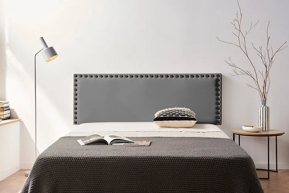 Moonia Tête de Lit Tapisée MODENA Simili cuir 115x55x8 cm - Gris Foncé -