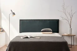 Moonia Tête de Lit Tapisée MODENA Aqualine 160x55x8 cm - Noir -