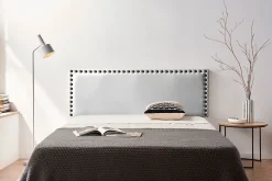 Moonia Tête de Lit Tapisée MODENA Simili cuir 115x55x8 cm - Argent - Hot