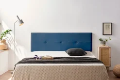 Moonia Tête de Lit Tapisée NAPOLI Simili cuir 160x50x5 cm - Bleu Foncé -