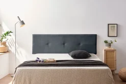 Moonia Tête de Lit Tapisée NAPOLI Aqualine 130x50x5 cm - Gris Foncé - Best