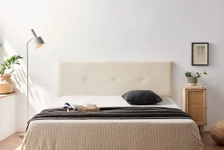 Moonia Tête de Lit Tapisée NAPOLI Simili cuir 100x50x5 cm - Blanc Cassé -