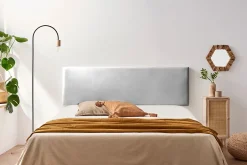 Moonia Tête de Lit Tapisée NOVA Simili cuir 115x50x5 cm - Argent - Discount