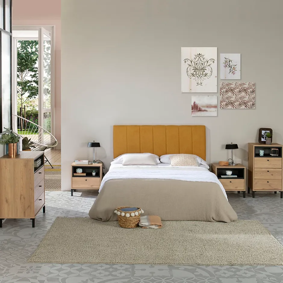 Vs Venta-Stock Tête de lit tapissée Creta 150x60 cm Couleur Moutarde, 8 cm d'épaisseur New
