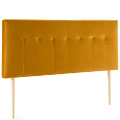 Vs Venta-Stock Tête de lit tapissée Napoles 160x100 cm Moutarde, Velours, Pieds en Bois
