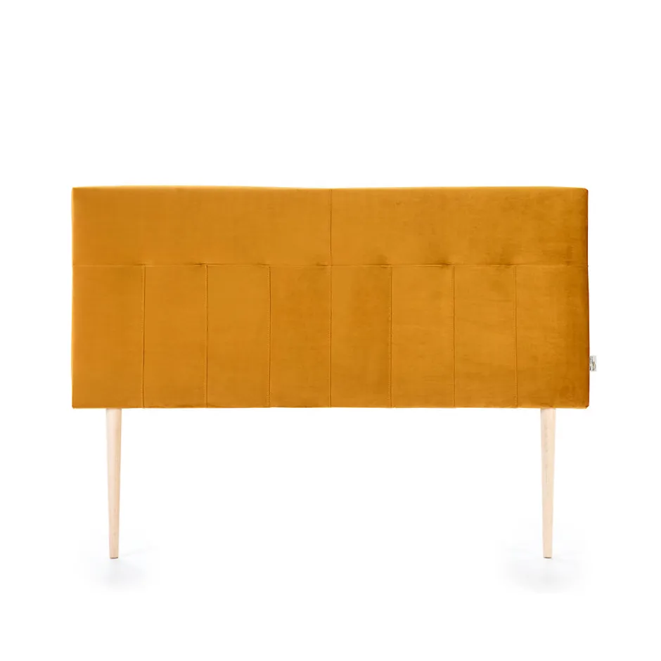 Vs Venta-Stock Tête de lit tapissée Napoles 160x100 cm Moutarde, Velours, Pieds en Bois