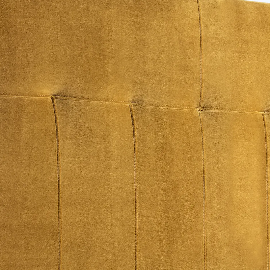 Vs Venta-Stock Tête de lit tapissée Napoles 160x100 cm Moutarde, Velours, Pieds en Bois
