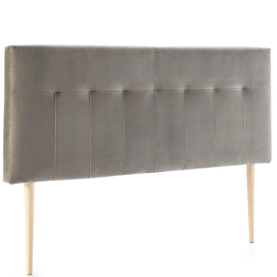 Vs Venta-Stock Tête de lit tapissée Napoles 160x100 cm Gris, Velours, Pieds en Bois Sale
