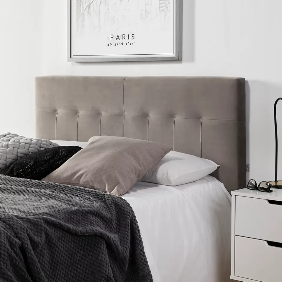 Vs Venta-Stock Tête de lit tapissée Napoles 160x100 cm Gris, Velours, Pieds en Bois Sale