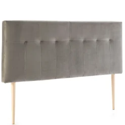 Vs Venta-Stock Tête de lit tapissée Napoles 140x100 cm Gris, Velours, Pieds en Bois