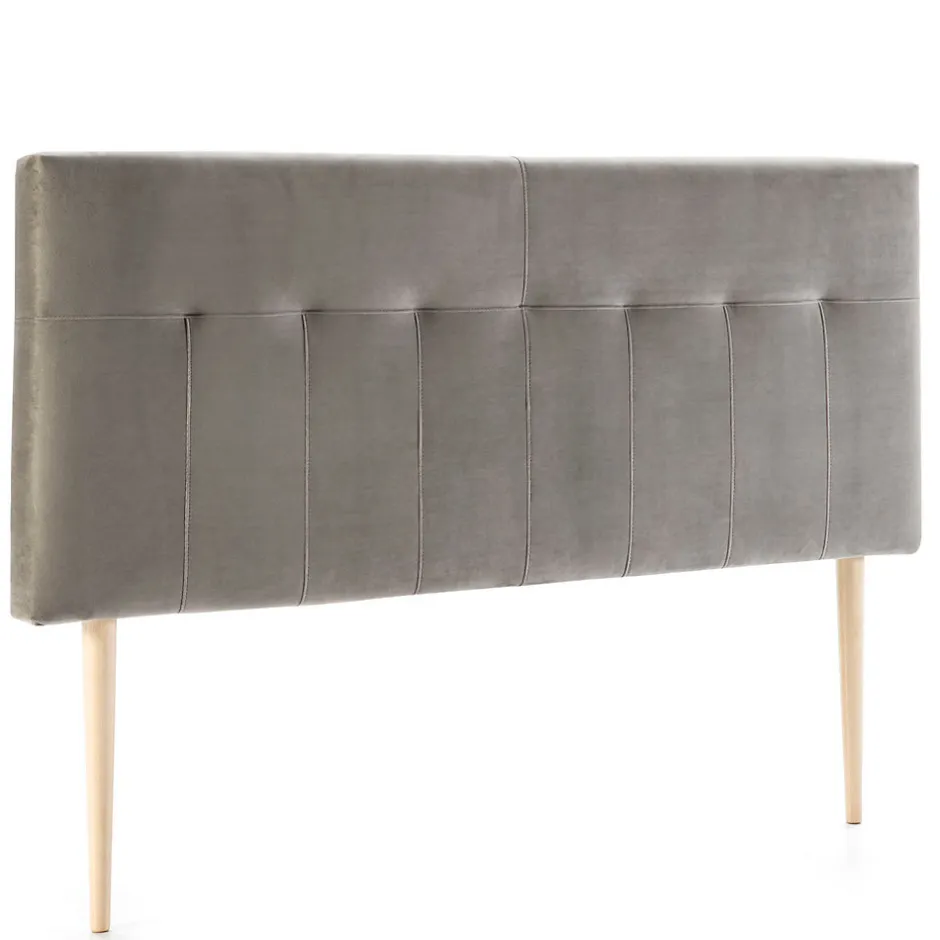 Vs Venta-Stock Tête de lit tapissée Napoles 140x100 cm Gris, Velours, Pieds en Bois
