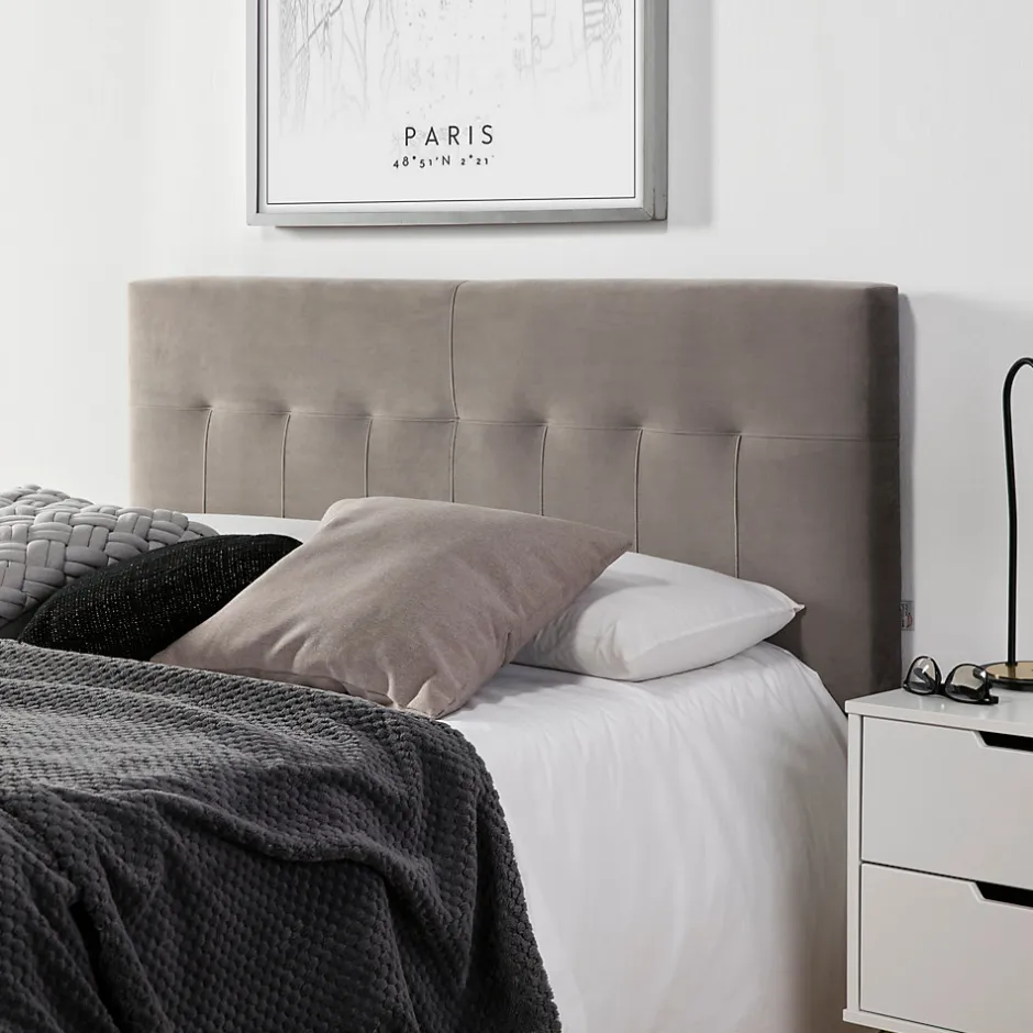 Vs Venta-Stock Tête de lit tapissée Napoles 140x100 cm Gris, Velours, Pieds en Bois